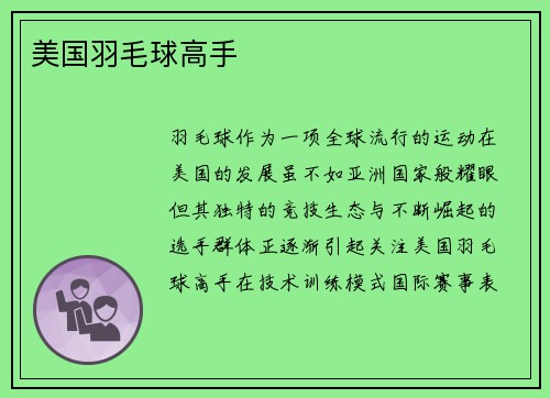 美国羽毛球高手